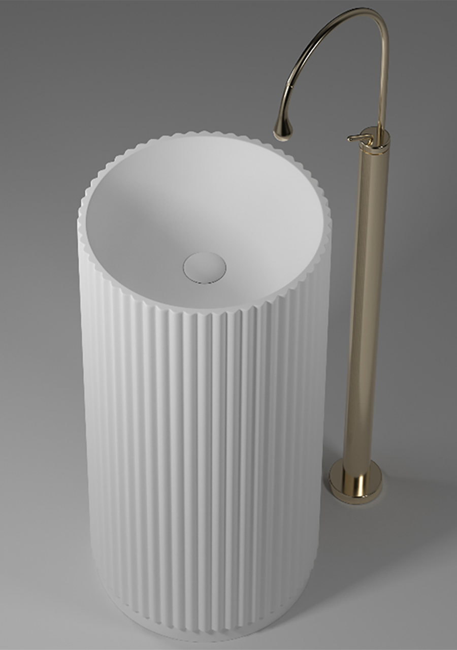 Lavat&oacute;rio Lines Pedestal,  Glacier White Matte - KCER-1908